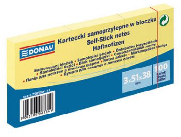 DONAU Haftnotizen 3x51x38mm 100 Blatt gelb
