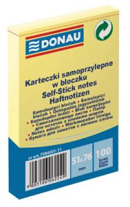 DONAU Haftnotizen 51x75 mm, 100 Blatt gelb